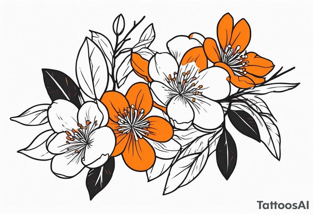 orang blossom branches tattoo idea