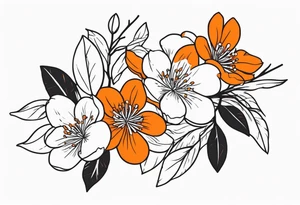 orang blossom branches tattoo idea