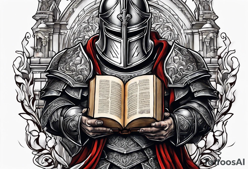 a knight holding the bible tattoo idea
