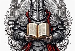 a knight holding the bible tattoo idea