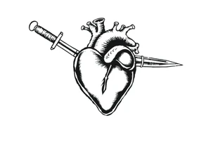 Dagger piercing heart tattoo idea