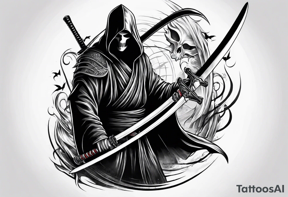 Katana and grim reaper tattoo idea