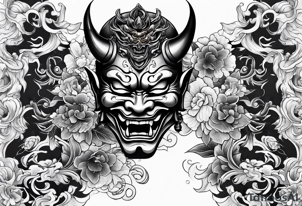 hannya and smoke tattoo idea