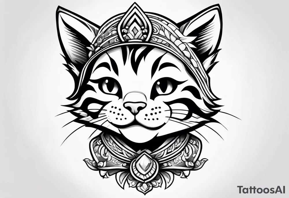 Super cute cartoon happy wildcat cub tattoo idea