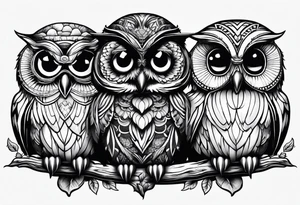 Cute Owls. Hear no evil, see no evil, speak no evil tattoo idea