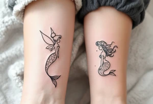 tinkerbell and the little mermaid tattoo idea