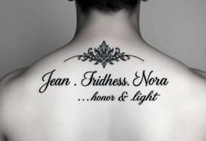 Meaning of the names Jean God is gracious, Sara princess, Nora honor & light tattoo idea