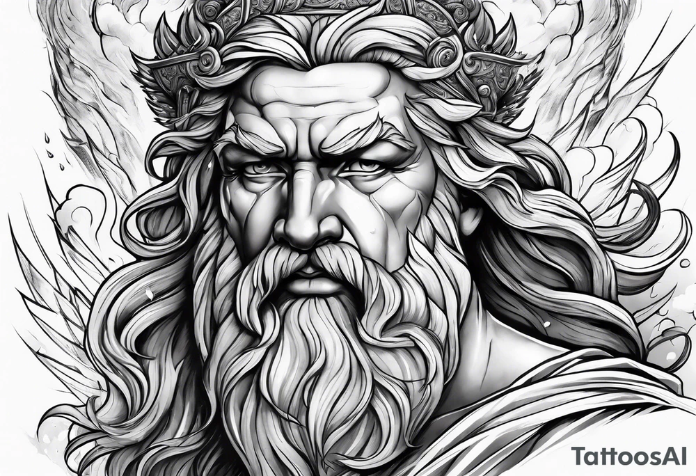 Zeus surrounded by a storm tattoo idea