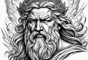 Zeus surrounded by a storm tattoo idea