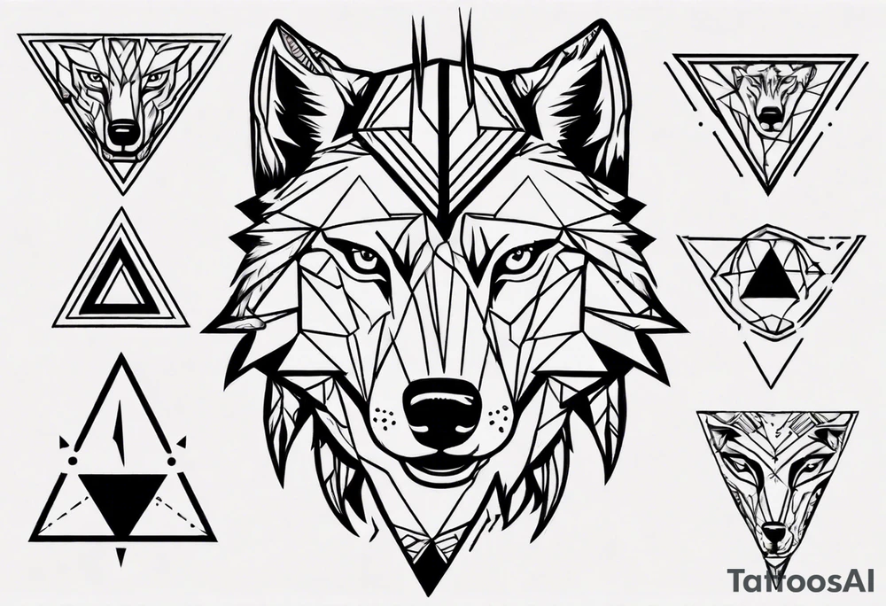 wolf head with triangle on forehead tattoo idea