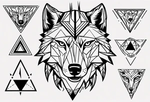 wolf head with triangle on forehead tattoo idea