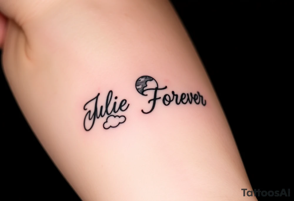 Julie Forever with clouds sun and moon tattoo idea