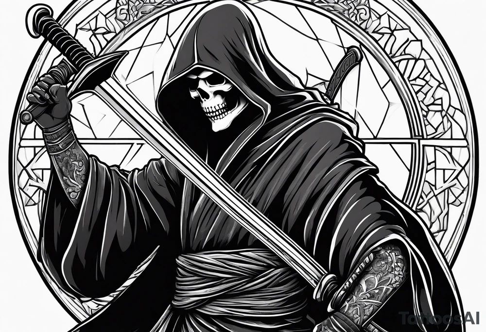 grim reaper with katana tattoo idea