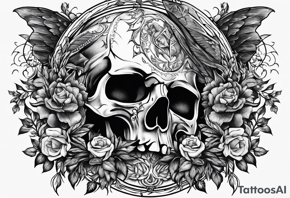 memento mori with fallen angles around it tattoo idea