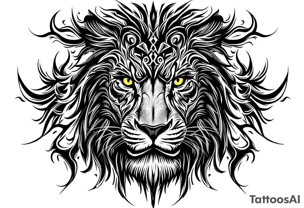 powerful majestic lion, close-up tattoo idea