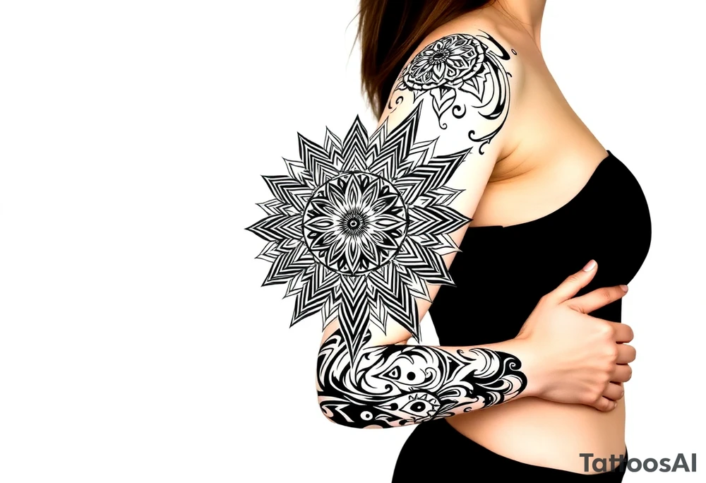 shaman style mytical mandala tattoo idea
