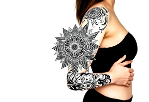 shaman style mytical mandala tattoo idea