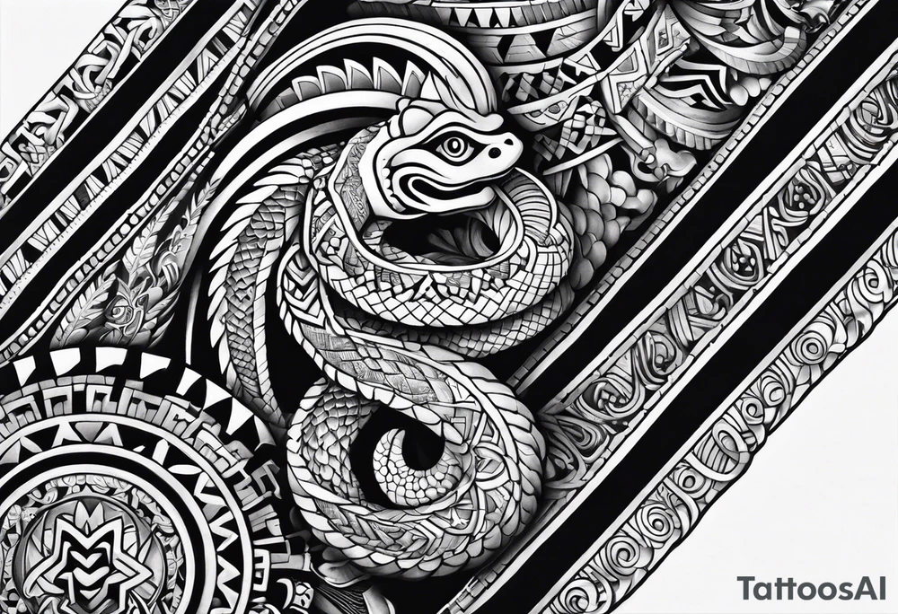 aztec snake sleeve tattoo idea