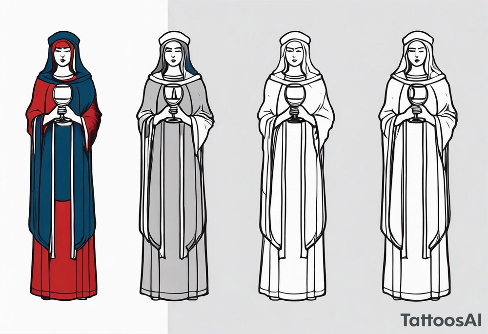 Saint Barbara  full body 
holding a chalice tattoo idea