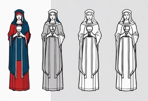 Saint Barbara  full body 
holding a chalice tattoo idea