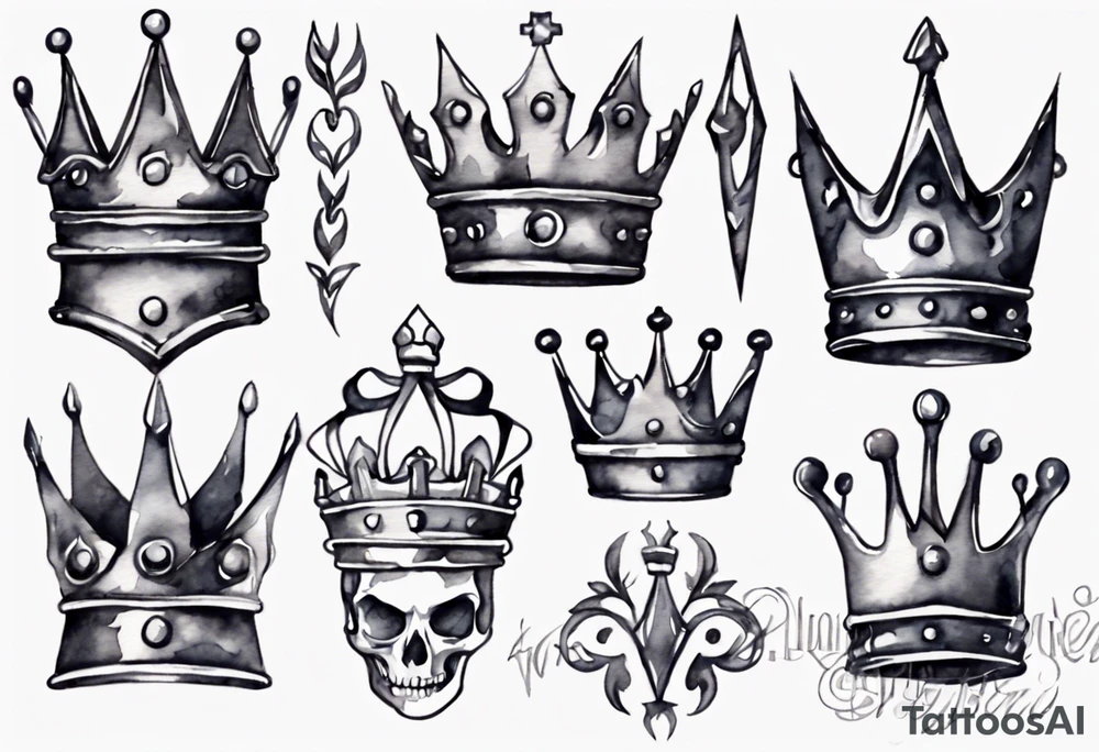 a watercolor of a simple iron crown tattoo idea