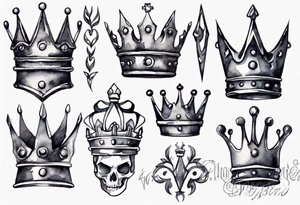 a watercolor of a simple iron crown tattoo idea