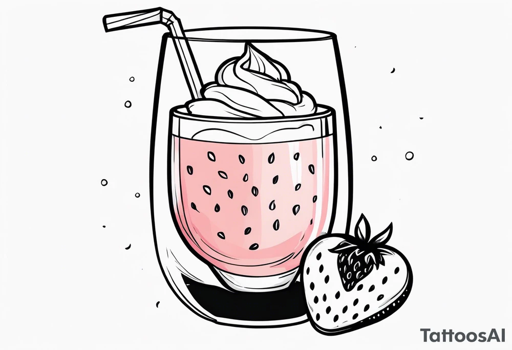 strawberry milkshake. coquette. vintage. black and white. cute tattoo idea