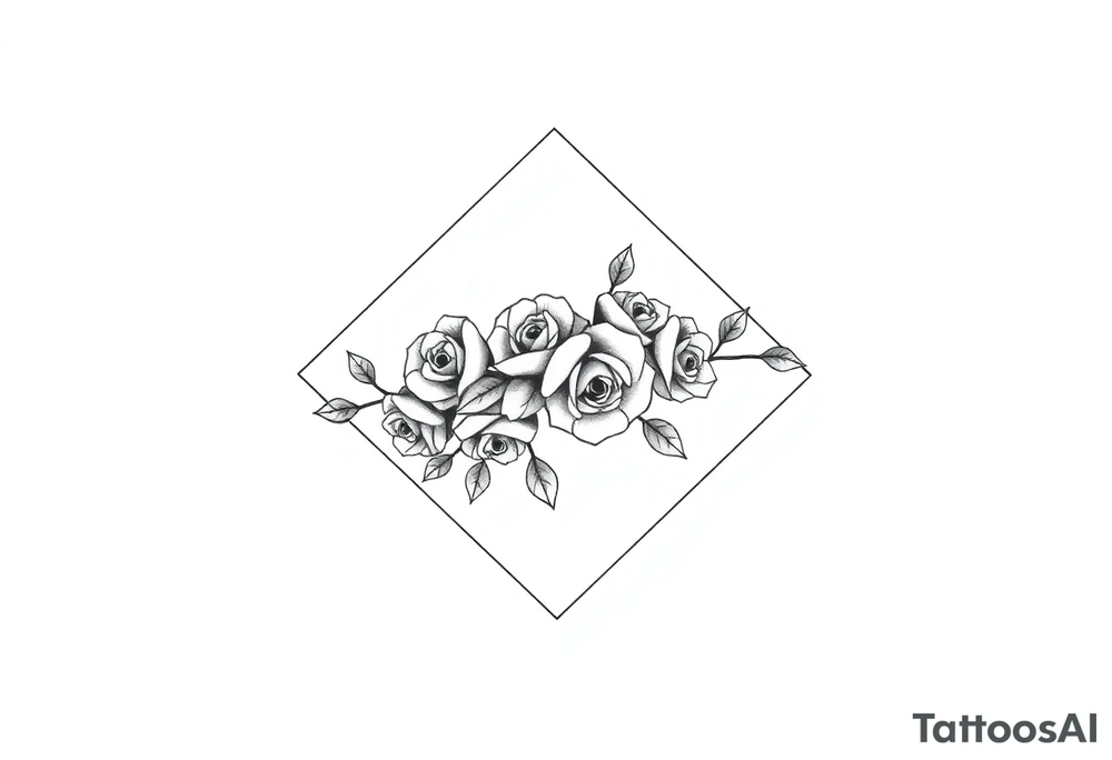 Small Roses filling up the inside of an lateral diamond shape tattoo idea