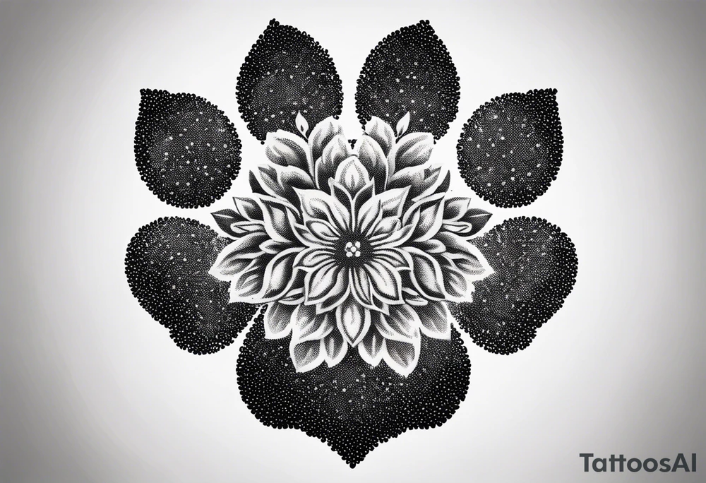 Paw print made with flowers tattoo idea