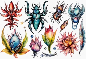 sternzeichen krebs aquarell tattoo idea