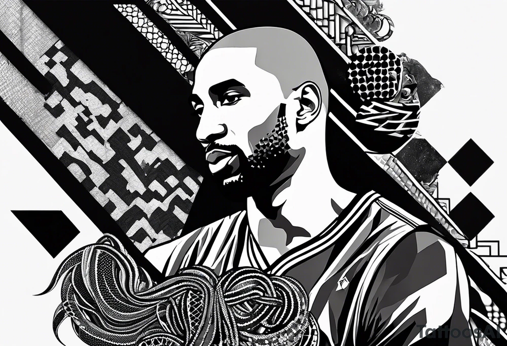 Kobe Bryant nike logo made with geometrical snake scales tattoo idea