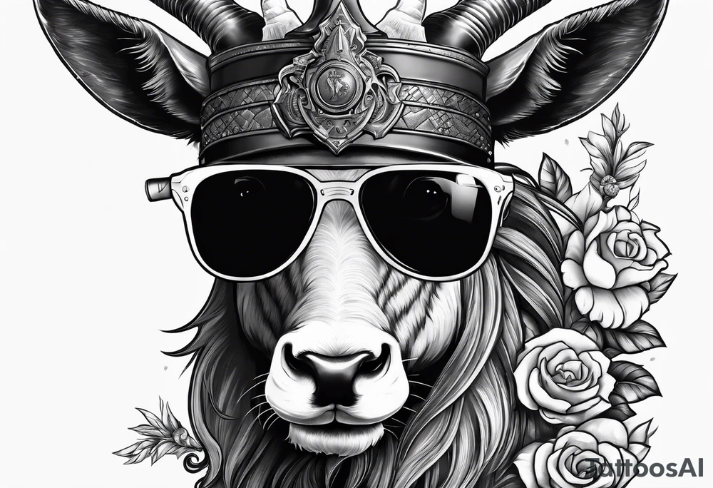 capricorn with sunglasses and a gun tattoo idea