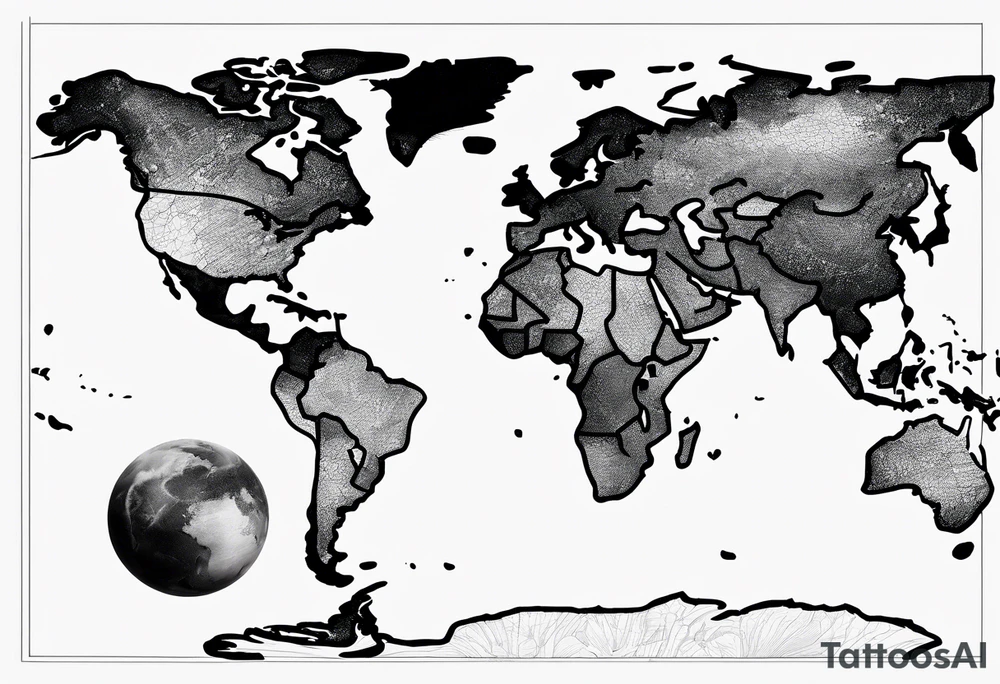 the earth with a flat map design without borders with light shading tattoo idea the earth with a flat map design without borders with light shading tattoo idea