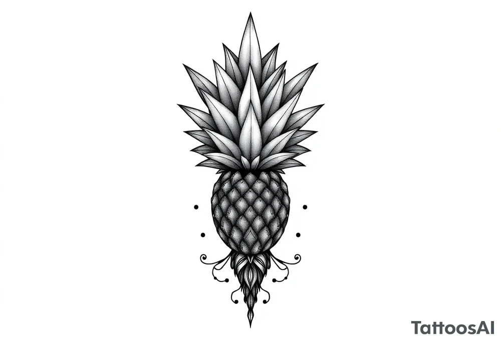 Bushy crown pineapple vagina, design to go over vagina , erotic vagina area design, anus to be at the bottom tattoo idea