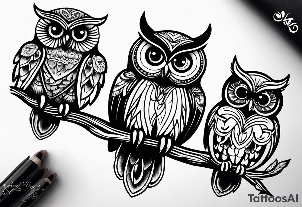 Owl family tattoo idea