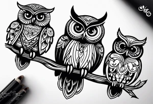 Owl family tattoo idea