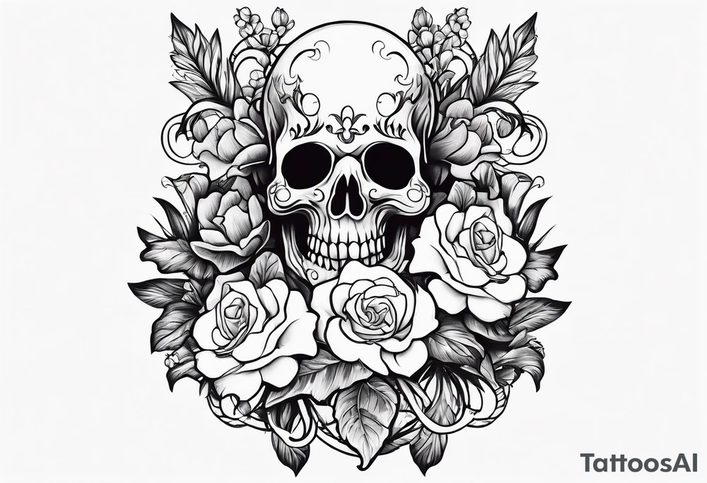 Ghost face holding flowers tattoo idea