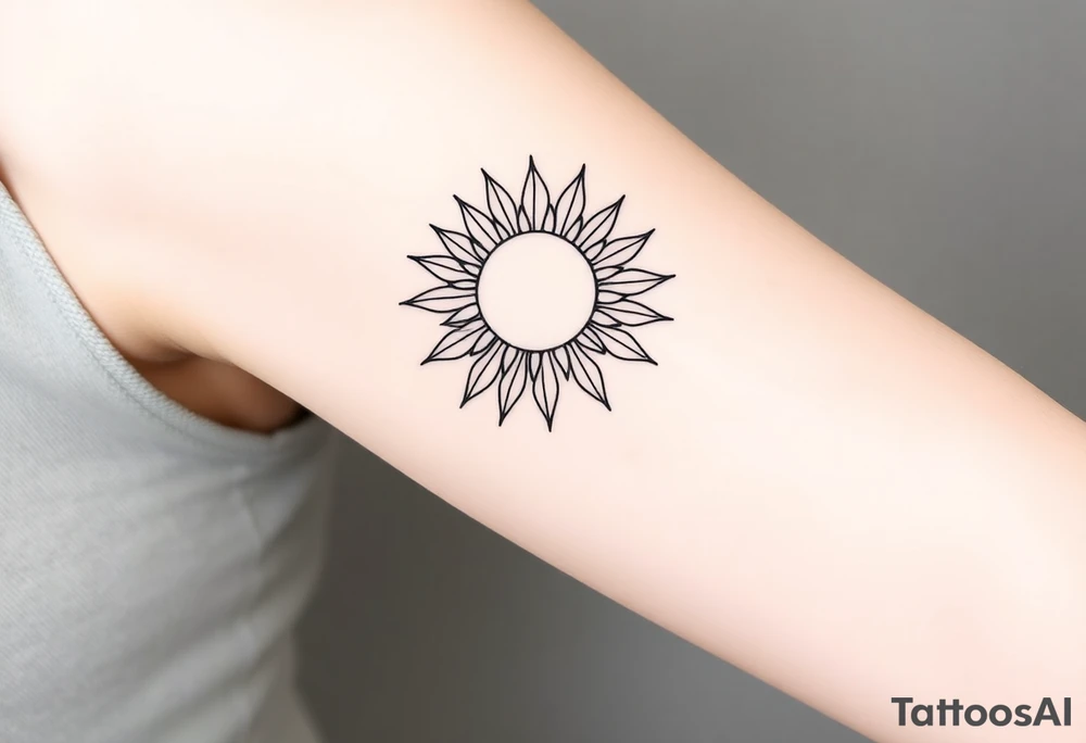 Mystical sun with long leaning stem like a sunflower tattoo idea Mystical sun with long leaning stem like a sunflower tattoo idea
