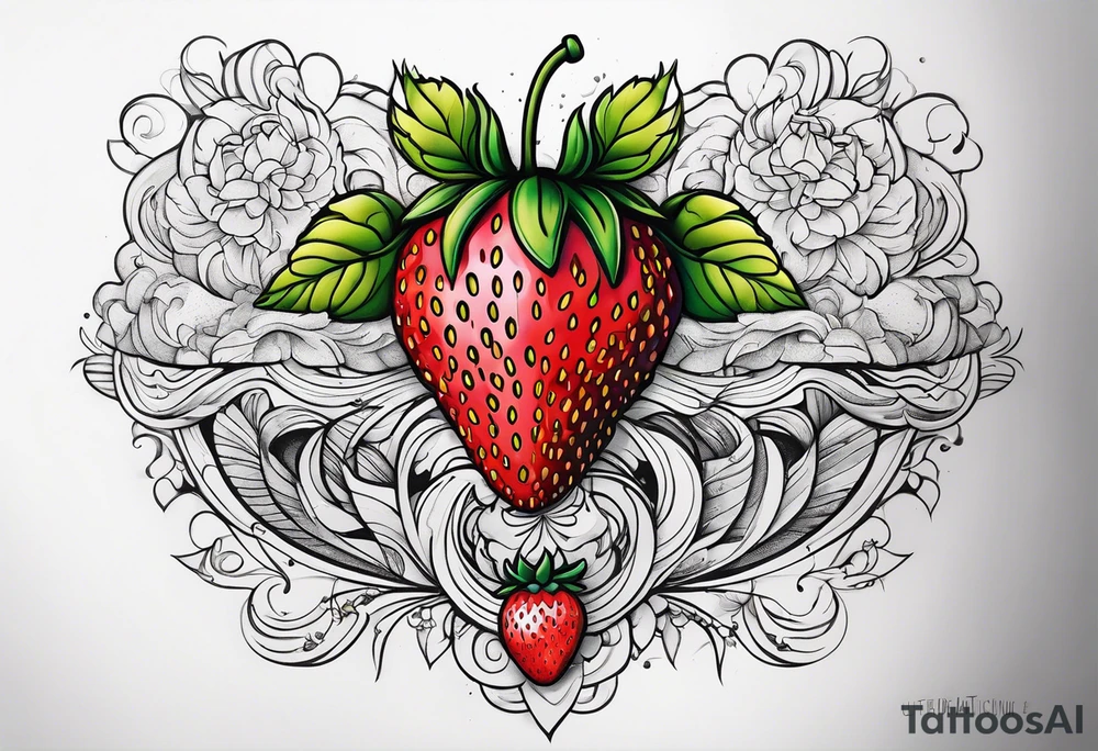 Individual Strawberry tattoo idea