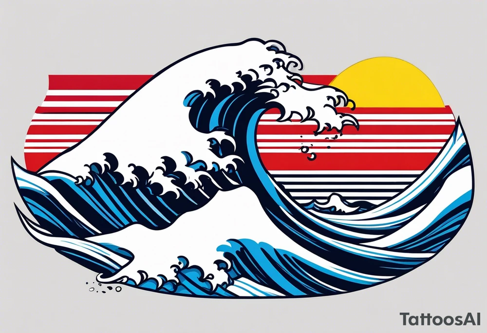 sea wave, argentinian flag sun, air blowing, freedom tattoo idea