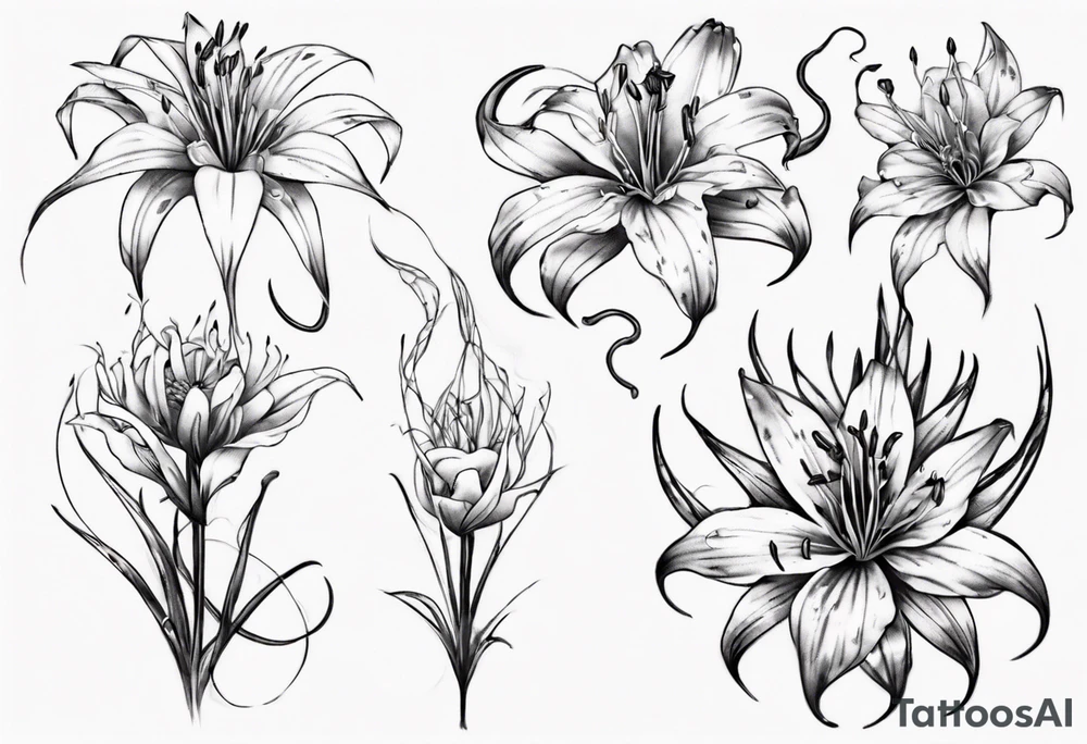 Snake,red  spider lily tattoo idea