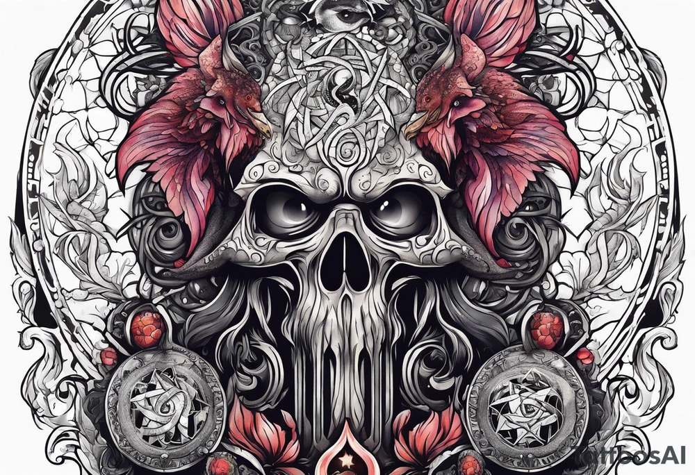 Beautiful Eldridge horror creature, astrology thigh tattoo tattoo idea