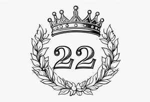 elegant number 22 with a crown tattoo idea