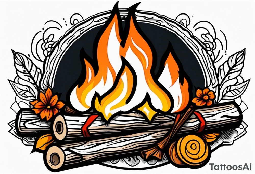 Traditional Bonfire tattoo idea