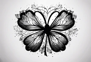 Black Four leaf clover shattered like glass tattoo idea