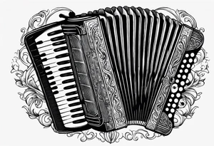 Accordion on a burnt paper tattoo idea