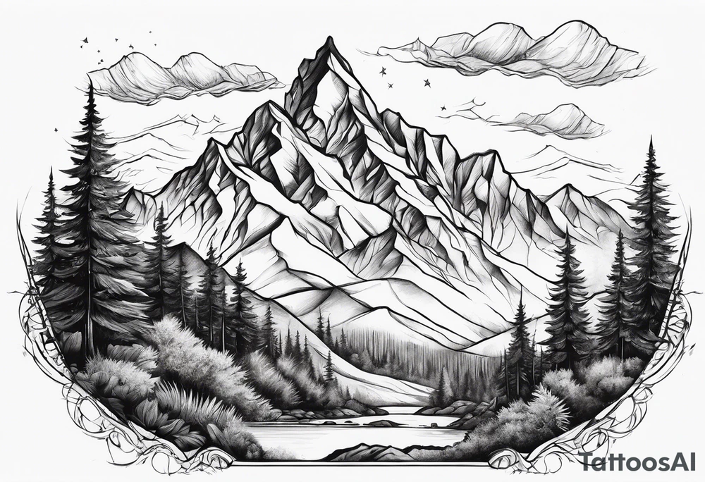Mountains, concept tattoo idea