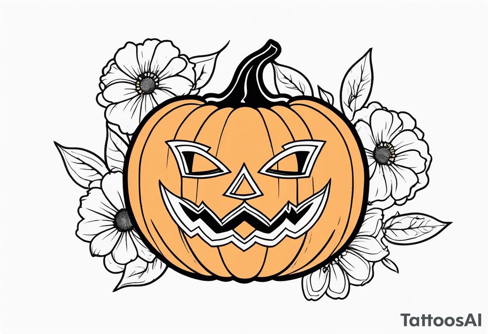 pumpkin with flowers tattoo idea