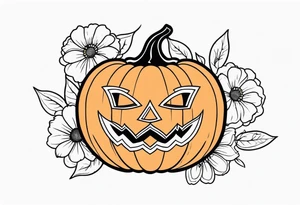 pumpkin with flowers tattoo idea