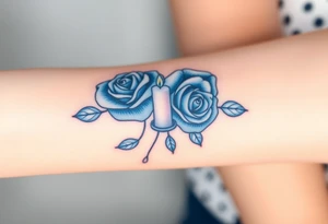Blue, 2 roses, 2 candles tattoo idea